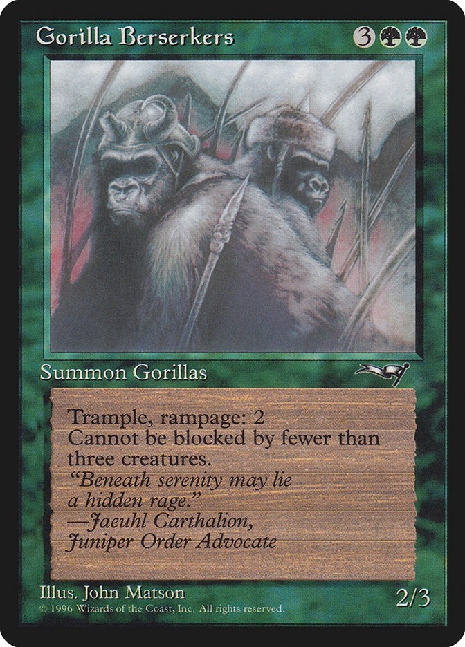 Image for Gorilla Berserkers (Closed Mouth) (Alliances) (76) - Magic: The Gathering