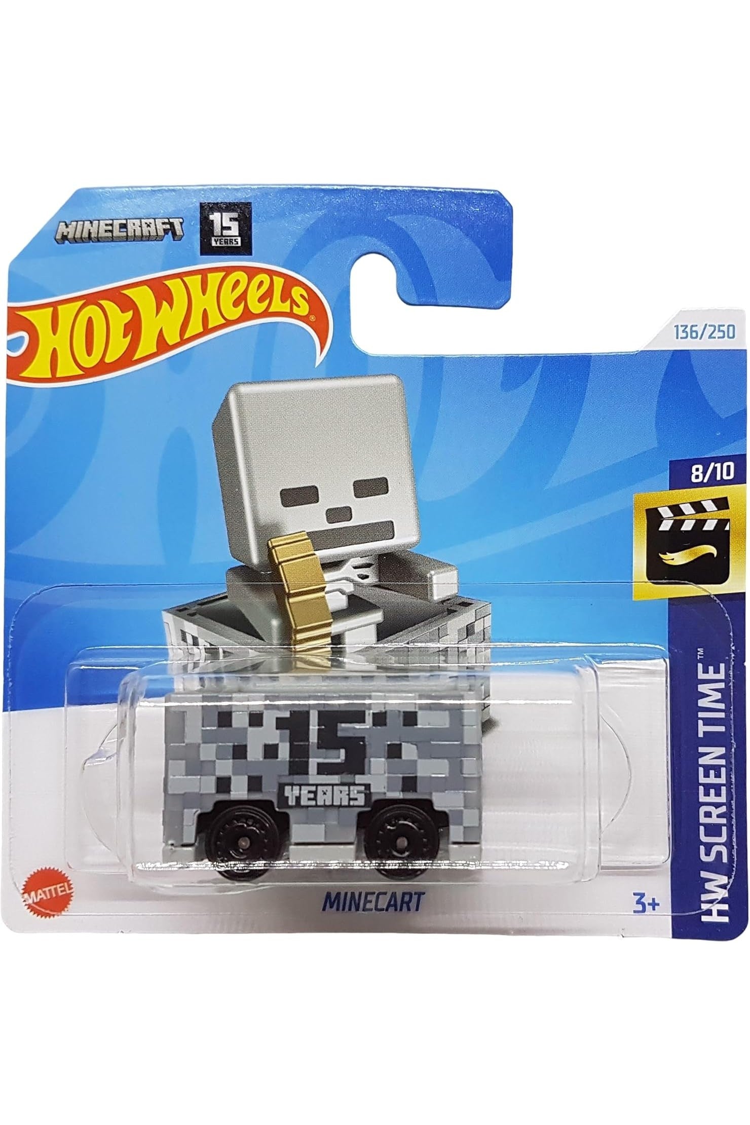 136/250 Hot Wheels - Minecart 15 Years- HW Screen Time 8/10 - 2024 - HTB38