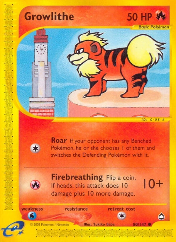 Image for Growlithe (80) (Aquapolis) (080/147) - Pokemon