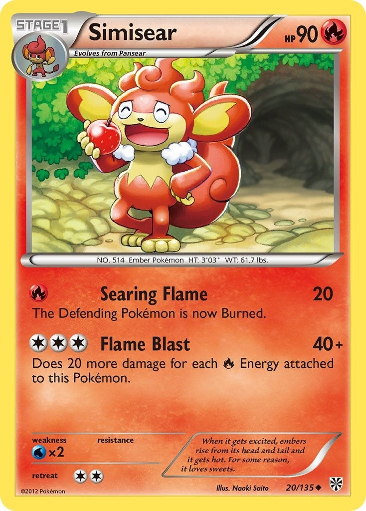 Image for Simisear (Plasma Storm) (20/135) - Pokemon