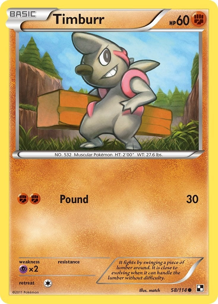 Image for Timburr (58) (Black and White) (58/114) - Pokemon