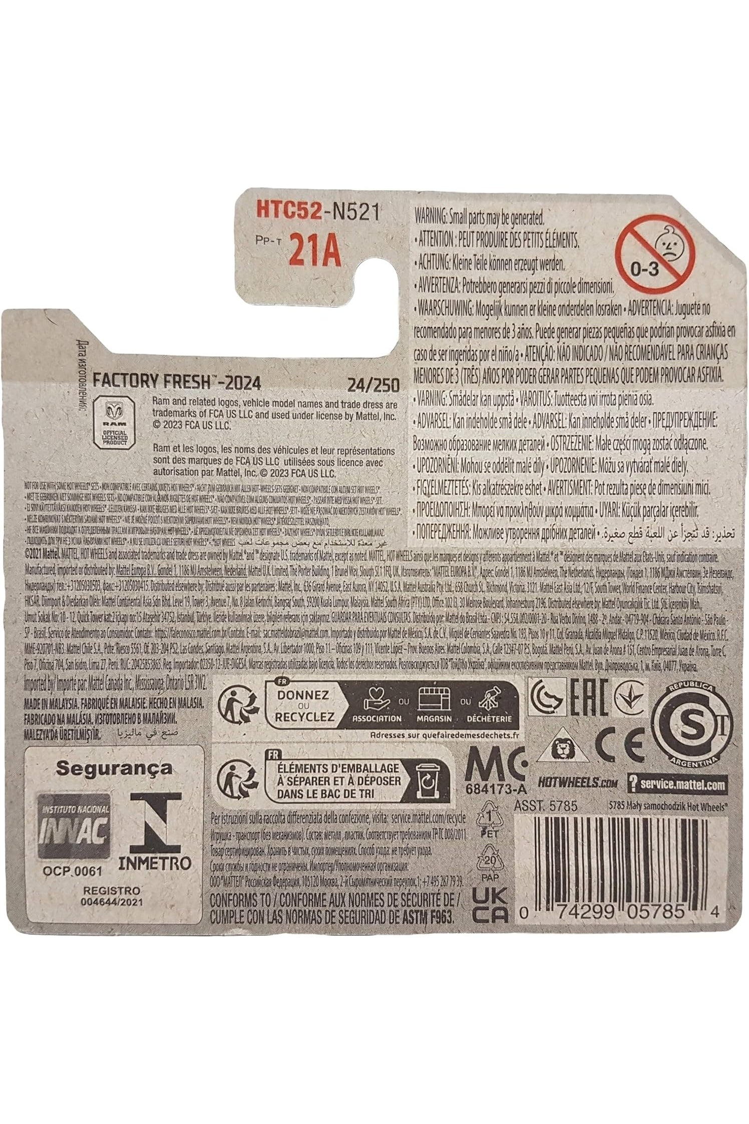 024/250 Hot Wheels - 2020 Ram 1500 Rebel - Factory Fresh 3/10 - HTC52 2024 - Hot Wheels