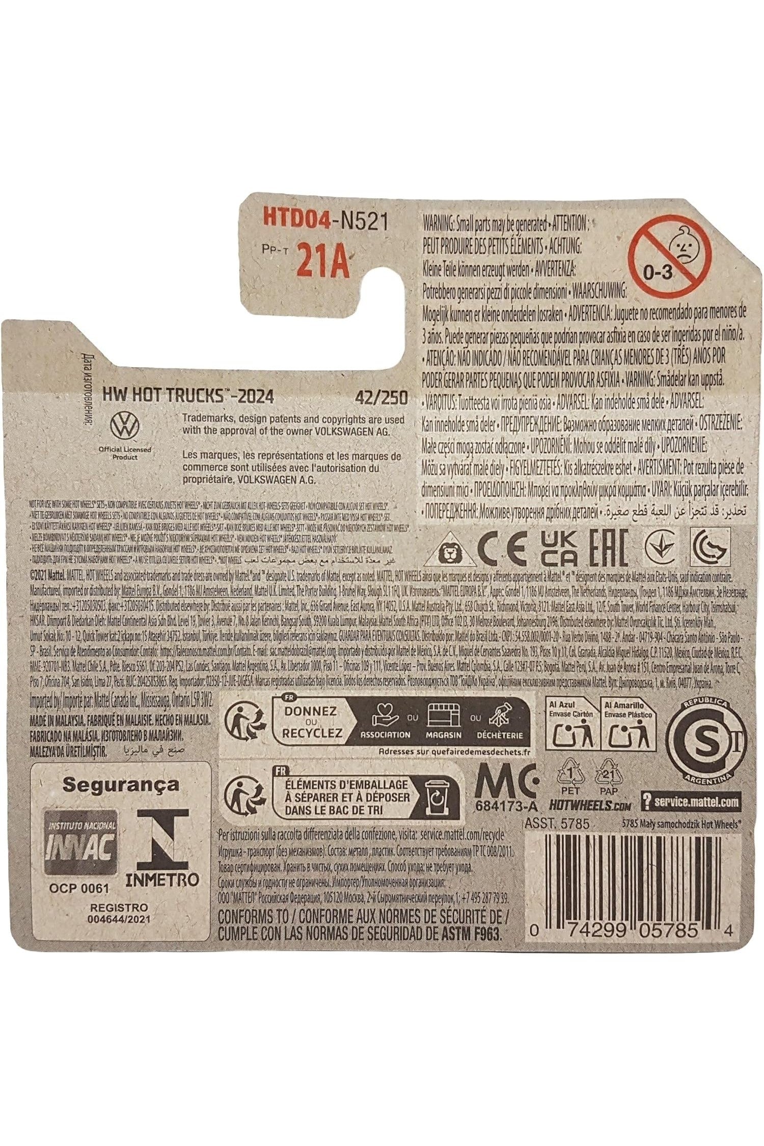 042/250 Hot Wheels - Volkswagen T2 Pickup - HW Hot Trucks 1/10 (Grey) - HTD04 2024