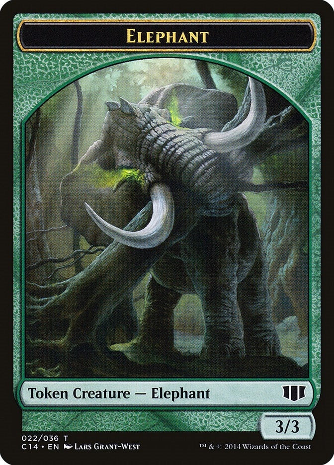 Image for Elephant // Elf Warrior Double-Sided Token (Commander 2014) (22 // 24) - Magic: The Gathering