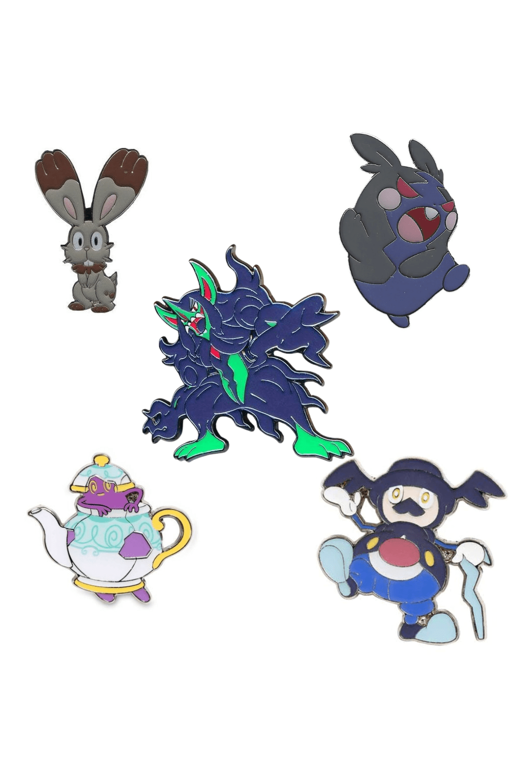 5 Pin Pokemon EBT Set Morpeko (Hangry) Bunnelby Grimsnarl Mr. Rime Polteageist - Pokemon Accessories