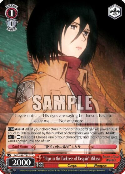 Image for "Hope in the Darkness of Despair" Mikasa (Attack on Titan) (AOT/S35-TE17 TD) - Weiss Schwarz
