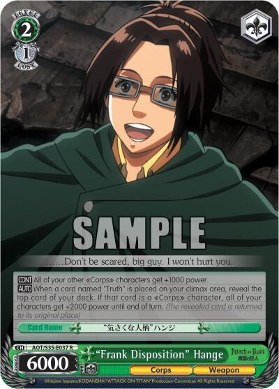Image for "Frank Disposition" Hange (Attack on Titan) (AOT/S35-E037 R) - Weiss Schwarz