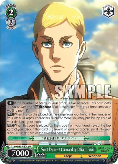 Image for "Scout Regiment Commanding Officer" Erwin (Attack on Titan) (AOT/S35-E042 U) - Weiss Schwarz