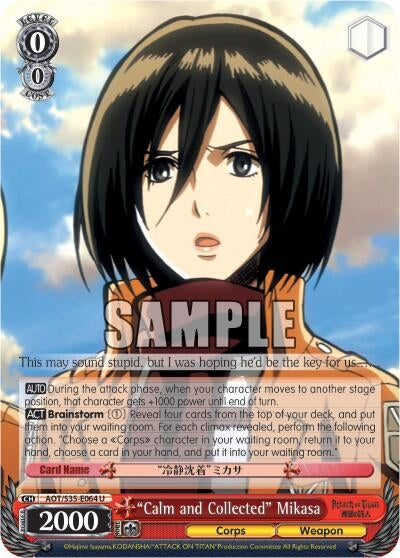 Image for "Calm and Collected" Mikasa (Attack on Titan) (AOT/S35-E064 U) - Weiss Schwarz