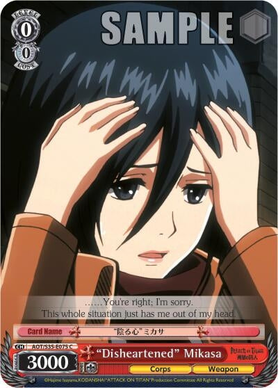 Image for "Disheartened" Mikasa (Attack on Titan) (AOT/S35-E075 C) - Weiss Schwarz