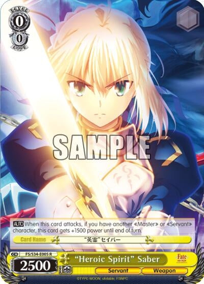 Image for "Heroic Spirit" Saber (SR) (Fate/stay night [Unlimited Blade Works]) (FS/S34-E005S SR) - Weiss Schwarz