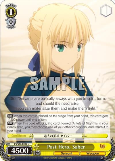 Image for Past Hero, Saber (Fate/stay night [Unlimited Blade Works]) (FS/S34-E012 U) - Weiss Schwarz