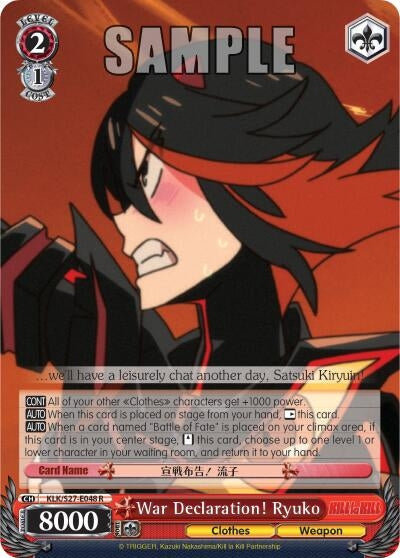 Image for War Declaration! Ryuko (KILL la KILL) (KLK/S27-E048 R) - Weiss Schwarz