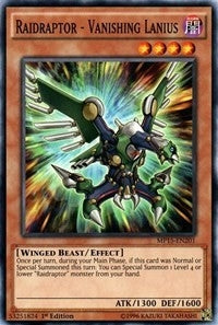 Image for Raidraptor - Vanishing Lanius (2015 Mega-Tins Mega Pack) (MP15-EN201) - YuGiOh