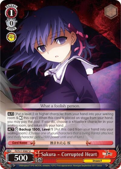 Image for Sakura - Corrupted Heart (Fate/Zero) (FZ/S17-E067 U) - Weiss Schwarz