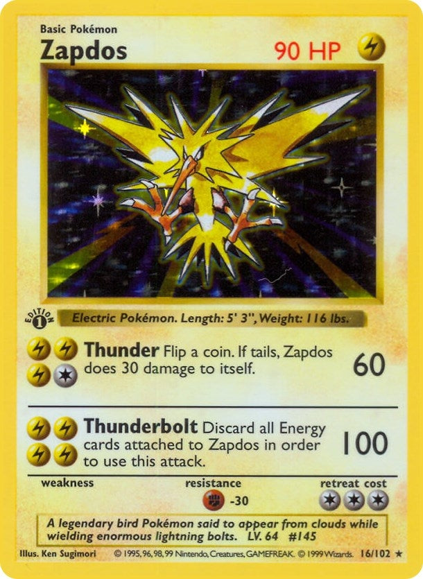 Image for Zapdos (Base Set (Shadowless)) (016/102) - Pokemon