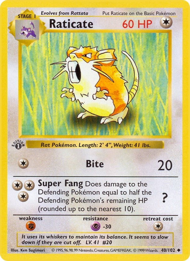 Image for Raticate (Base Set (Shadowless)) (040/102) - Pokemon
