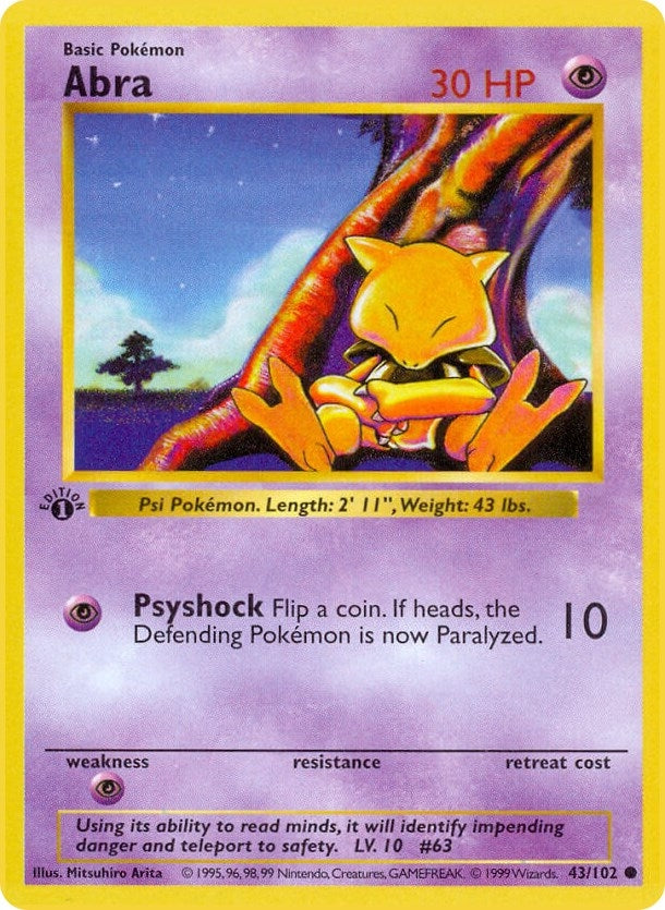 Image for Abra (Base Set (Shadowless)) (043/102) - Pokemon