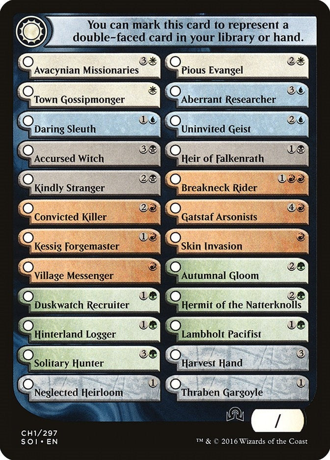 Image for Checklist Card - (CH1) Shadows over Innistrad (Shadows over Innistrad) (CH1) - Magic: The Gathering