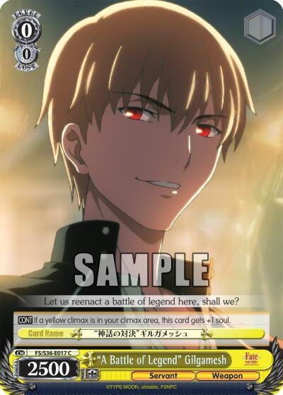 Image for "A Battle of Legend" Gilgamesh (Fate/stay night [Unlimited Blade Works] Vol. II) (FS/S36-E017 C) - Weiss Schwarz