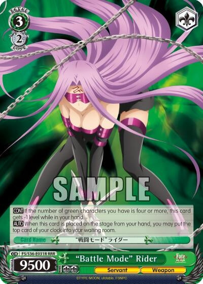 Image for "Battle Mode" Rider (RRR) (Fate/stay night [Unlimited Blade Works] Vol. II) (FS/S36-E031R RRR) - Weiss Schwarz