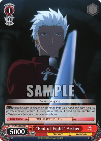 Image for "End of Fight" Archer (Fate/stay night [Unlimited Blade Works] Vol. II) (FS/S36-E062 U) - Weiss Schwarz