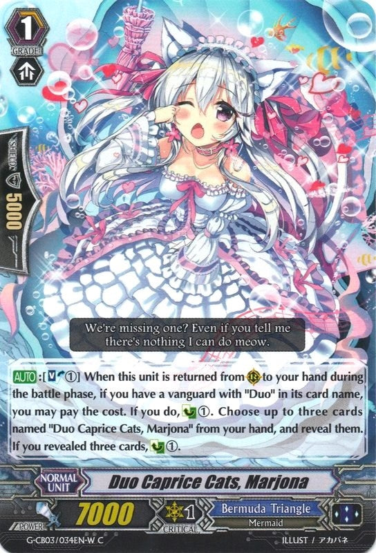 Image for Duo Caprice Cats, Marjona (White) (G-CB03: Blessing of Divas) (G-CB03/034EN W) - Cardfight Vanguard