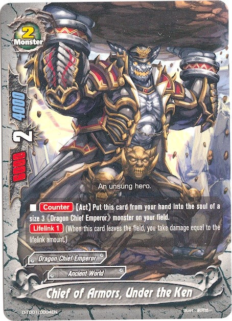 Image for Chief of Armors, Under the Ken (Trial Deck: Dragon Emperor of the Colossal Ocean) (D-TD01/0004EN) - Future Card BuddyFight