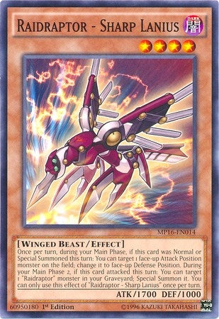 Image for Raidraptor - Sharp Lanius (2016 Mega-Tins Mega Pack) (MP16-EN014) - YuGiOh