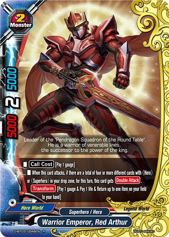 Image for Warrior Emperor, Red Arthur (Annihilate! Great Demonic Dragon!!) (D-BT03/0046EN) - Future Card BuddyFight