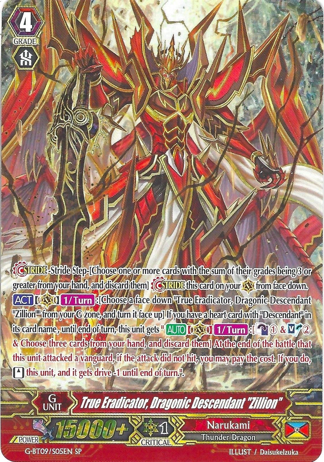Image for True Eradicator, Dragonic Descendant "Zillion" (SP) (G-BT09: Divine Dragon Caper) (G-BT09/S05EN) - Cardfight Vanguard