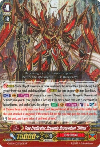 Image for True Eradicator, Dragonic Descendant "Zillion" (G-BT09: Divine Dragon Caper) (G-BT09/007EN) - Cardfight Vanguard