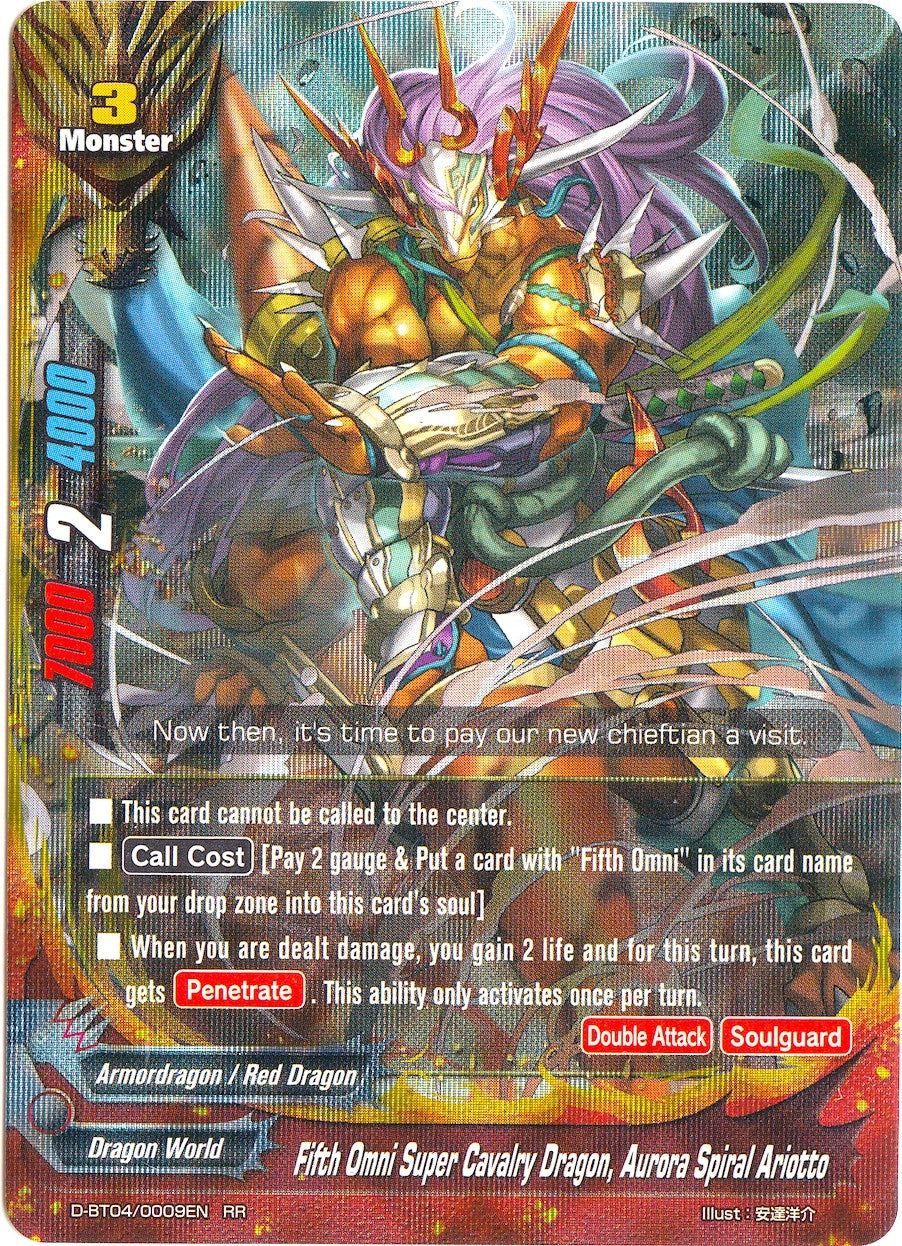 Image for Fifth Omni Super Cavalry Dragon, Aurora Spiral Ariotto (Shine! Super Sun Dragon!!) (D-BT04/0009EN) - Future Card BuddyFight