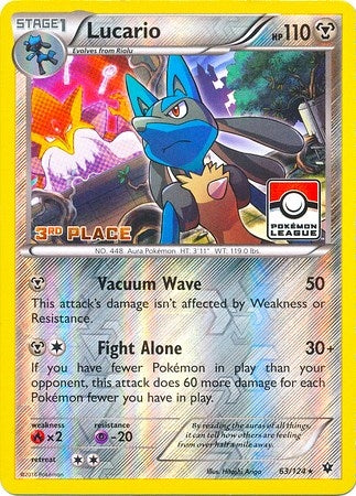 Image for Lucario - 63/124 (Pokemon League) [3rd Place] (League & Championship Cards) (063/124) - Pokemon