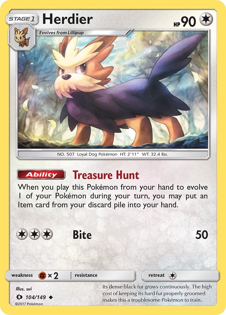 Image for Herdier (SM Base Set) (104/149) - Pokemon
