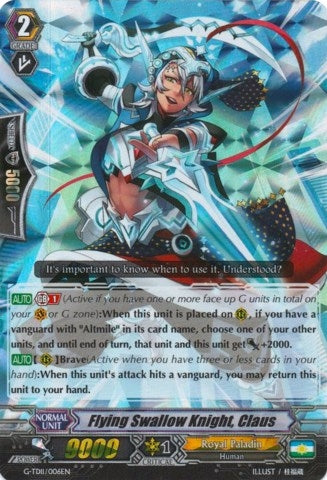 Image for Flying Swallow Knight, Claus (RRR Foil) (G-TD11: Divine Knight of Heavenly Decree) (G-TD11/006EN) - Cardfight Vanguard