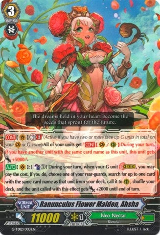 Image for Ranunculus Flower Maiden, Ahsha (G-TD12: Flower Princess of Abundant Blooming) (G-TD12/003EN) - Cardfight Vanguard