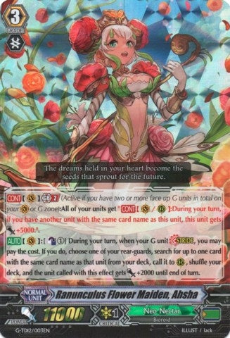 Image for Ranunculus Flower Maiden, Ahsha (RRR Foil) (G-TD12: Flower Princess of Abundant Blooming) (G-TD12/003EN) - Cardfight Vanguard
