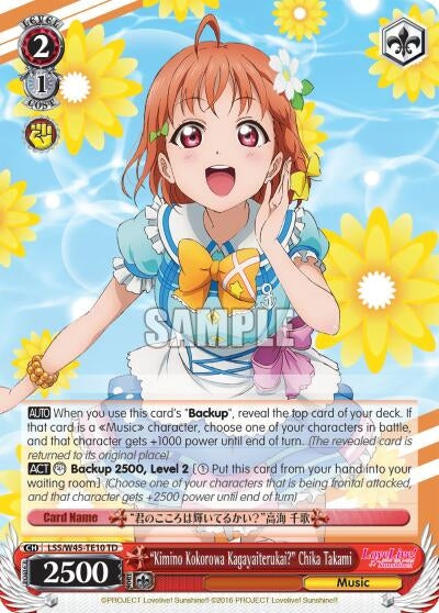Image for "Kimino Kokorowa Kagayaiterukai?" Chika Takami (Love Live! Sunshine!!) (LSS/W45-TE10 TD) - Weiss Schwarz