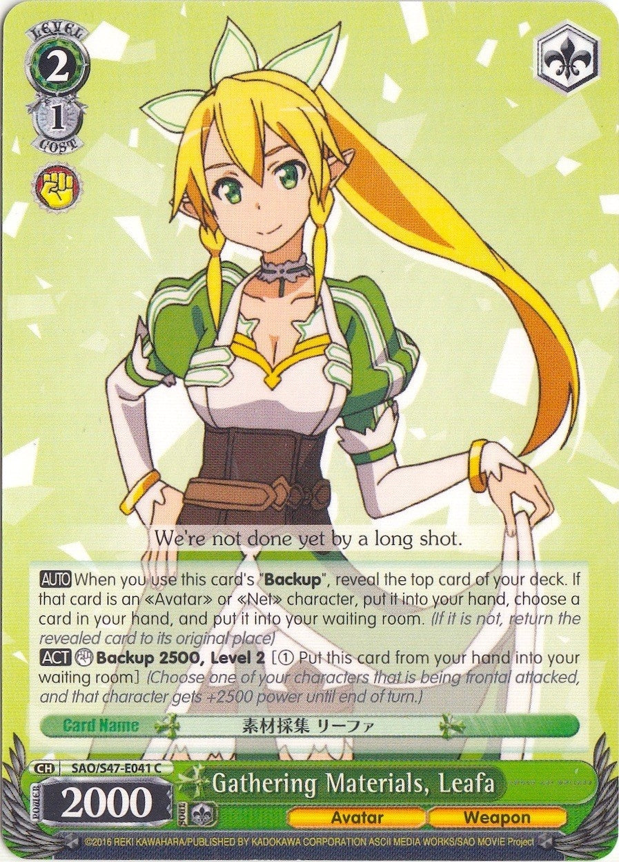 Image for Gathering Materials, Leafa (Sword Art Online Re: Edit) (SAO/S47-E041 C) - Weiss Schwarz