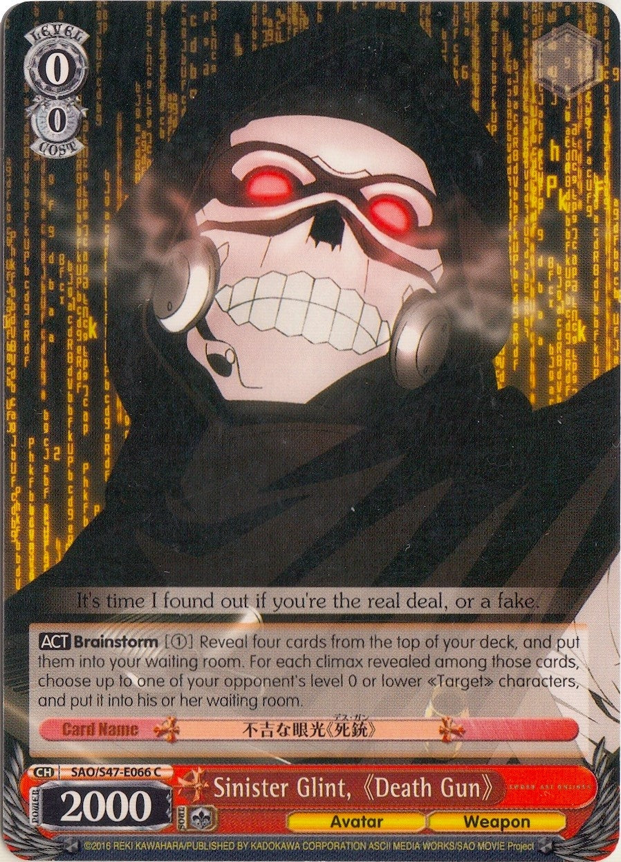 Image for Sinister Glint, Death Gun (Sword Art Online Re: Edit) (SAO/S47-E066 C) - Weiss Schwarz