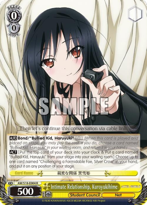 Image for Intimate Relationship, Kuroyukihime (Accel World) (AW/S18-E004 R) - Weiss Schwarz