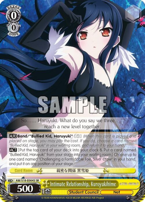Image for Intimate Relationship, Kuroyukihime (SR) (Accel World) (AW/S18-E004S SR) - Weiss Schwarz