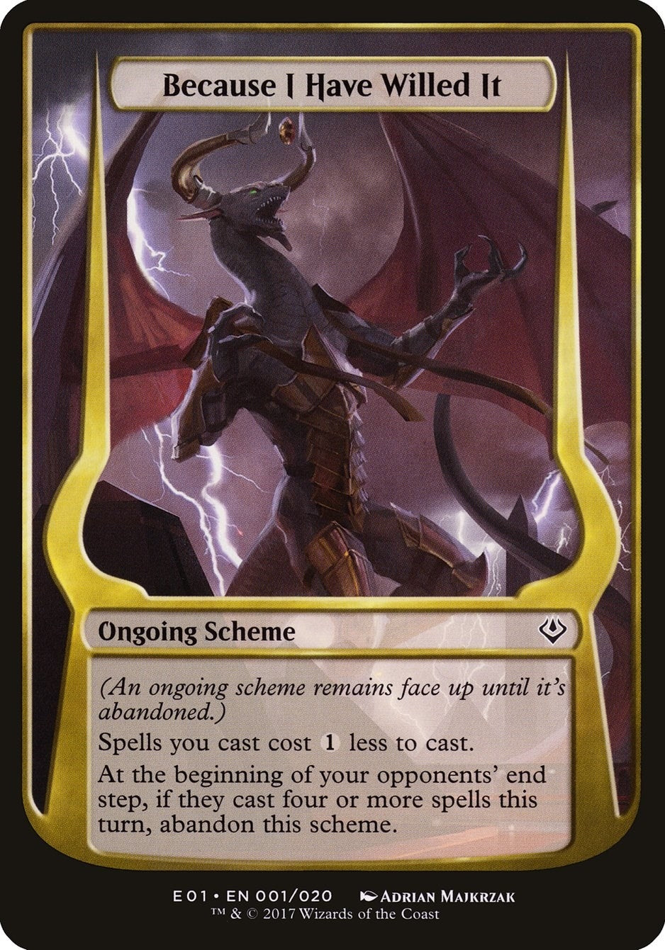 Image for Because I Have Willed It (Archenemy: Nicol Bolas) (Oversize Cards) (1) - Magic: The Gathering