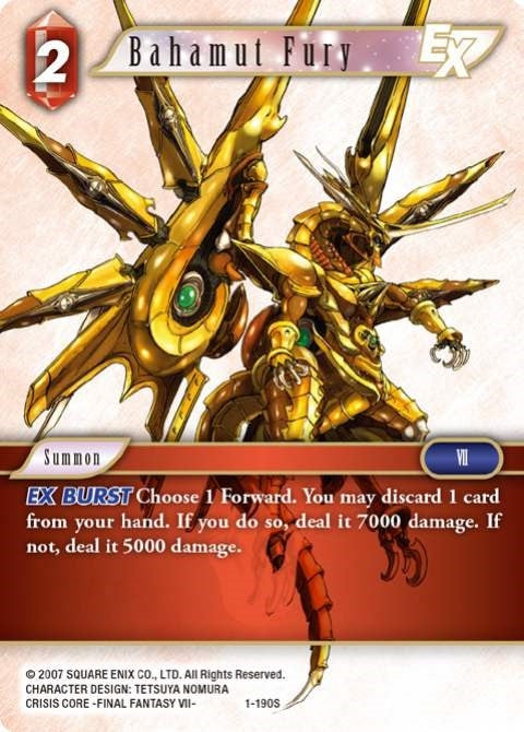 Image for Bahamut Fury EX (Opus I) (1-190S) - Final Fantasy TCG