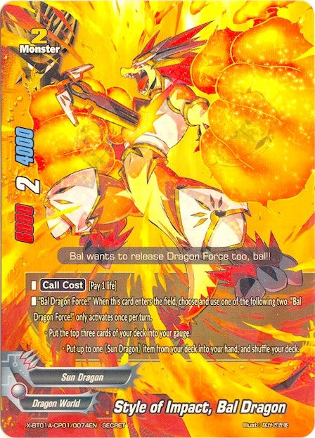 Image for Style of Impact, Bal Dragon (Secret R Foiling) (Crossing Generations) (X-BT01A-CP01/0074EN) - Future Card BuddyFight