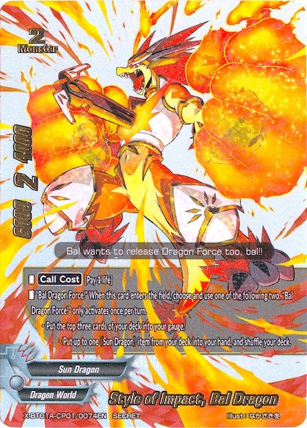 Image for Style of Impact, Bal Dragon (Secret Silver Foil) (Crossing Generations) (X-BT01A-CP01/0074EN) - Future Card BuddyFight
