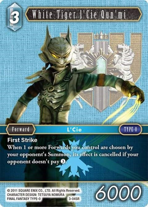 Image for White Tiger l'Cie Qun'mi (Opus III) (3-045R) - Final Fantasy TCG