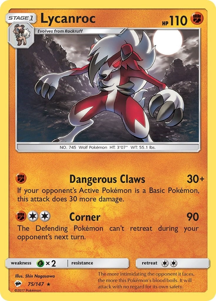 Image for Lycanroc (75) (SM - Burning Shadows) (75/147) - Pokemon