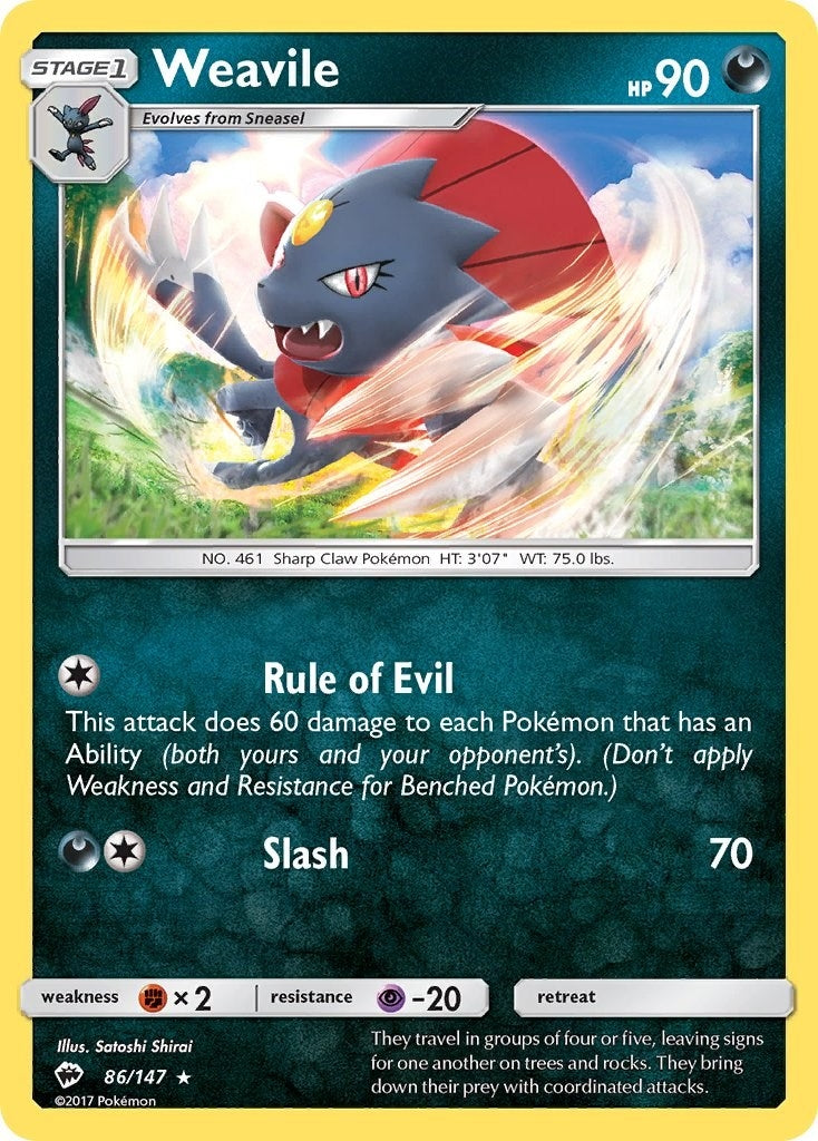Image for Weavile (SM - Burning Shadows) (86/147) - Pokemon